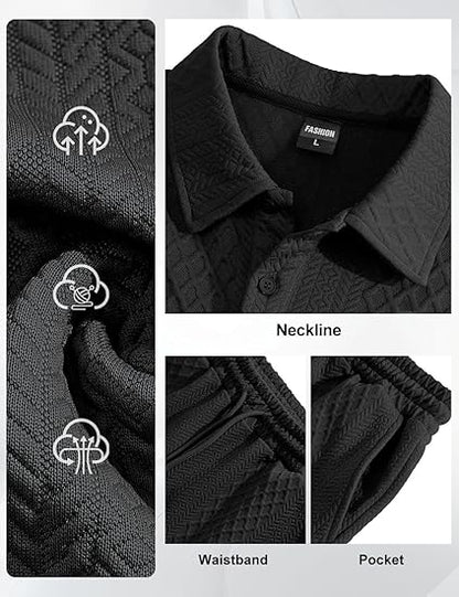 Men's 2 Pieces Outfits Casual Polo Shirt and Shorts Set