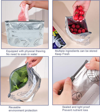 10PCS Reusable Aluminum Foil Food Storage Bags – Stand-Up Zip Lock Fresh-Keeping Bags