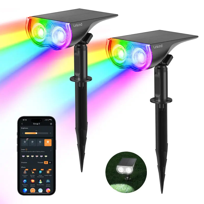 💡🌈Smart Solar Color-Changing Landscape Spotlights – 2 Pack