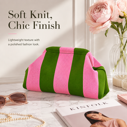 Women's Striped  Cloud Handbag, Clip-Top Crossbody Bag, Lightweight Foldable for Daily Use, Party, Travel, Gift Idea