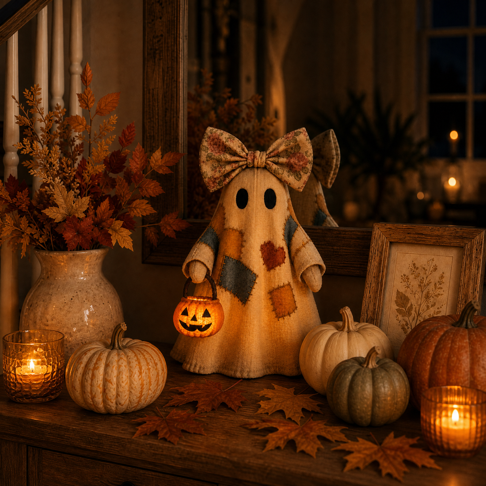 👻🎃Vintage Ghost & Pumpkin Lantern Set – Halloween Decor, LED Warm Glow