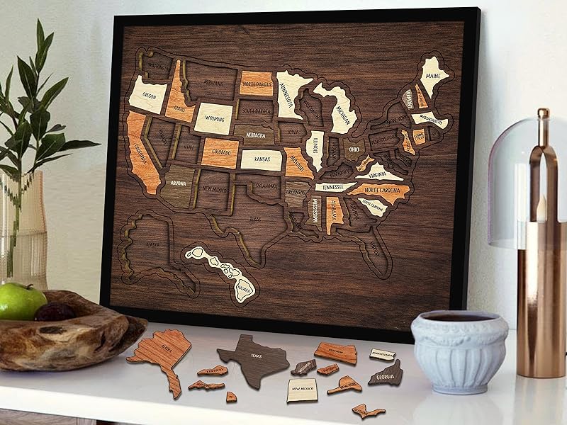 👍Wooden USA Travel Map Puzzle