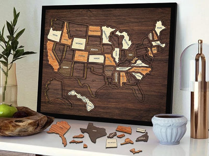 👍Wooden USA Travel Map Puzzle