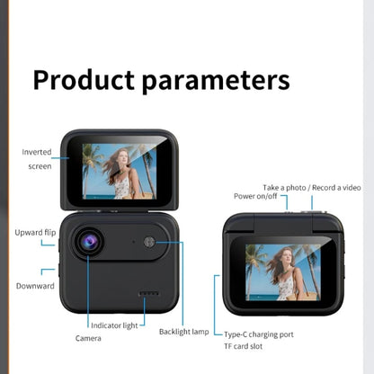Mini Sports Camera 4K Ultra Clear Recording  VLOG Recorder Flip Screen Anti Shake 143 ° Wide-angle Student Travel Camera Portable