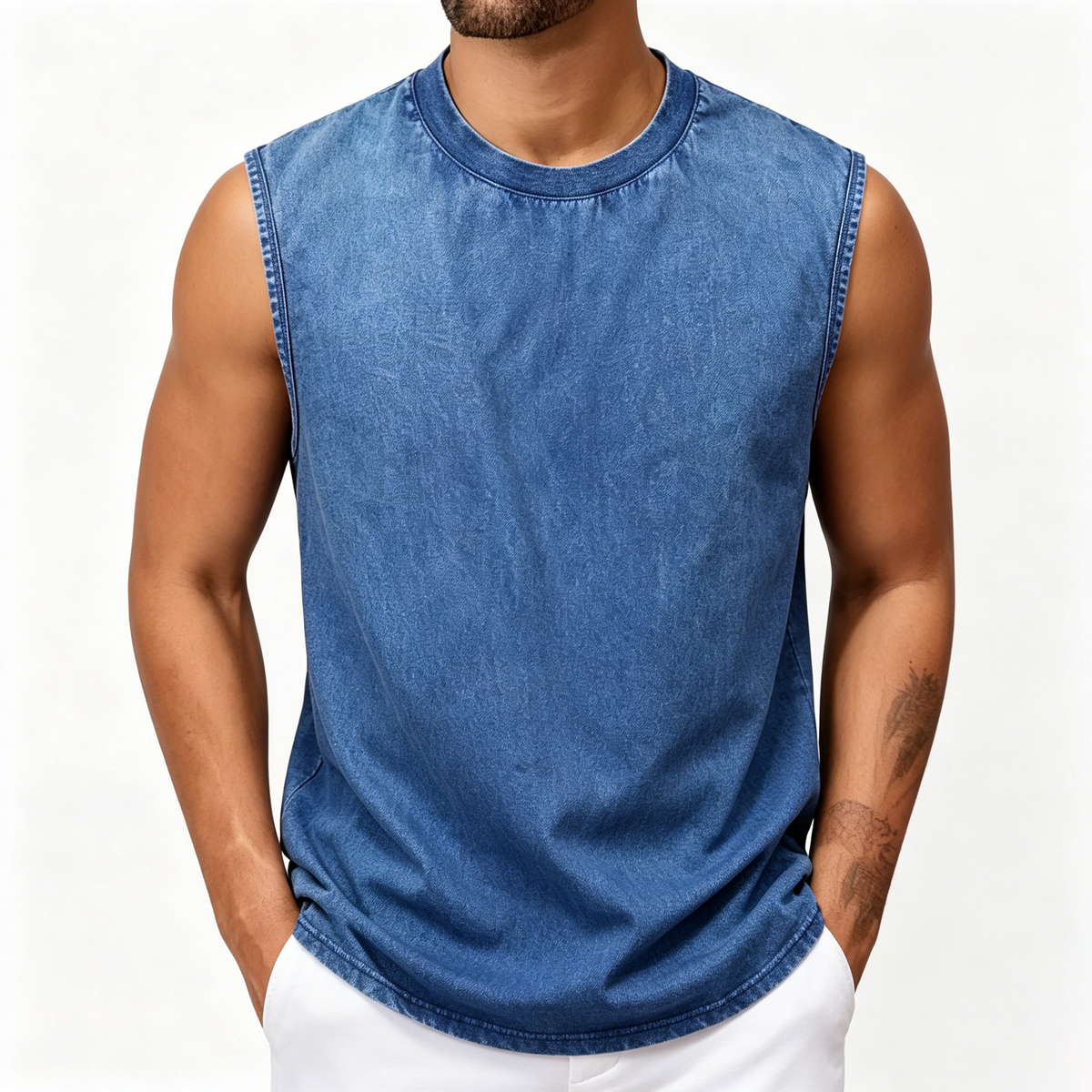💪 Heavyweight Vintage Washed Gym Tank for Men | 100% Cotton Athletic Fit Muscle Undershirt