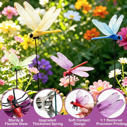 🌈 Realistic Dragonfly Clips – Colorful Garden & Outdoor Decor