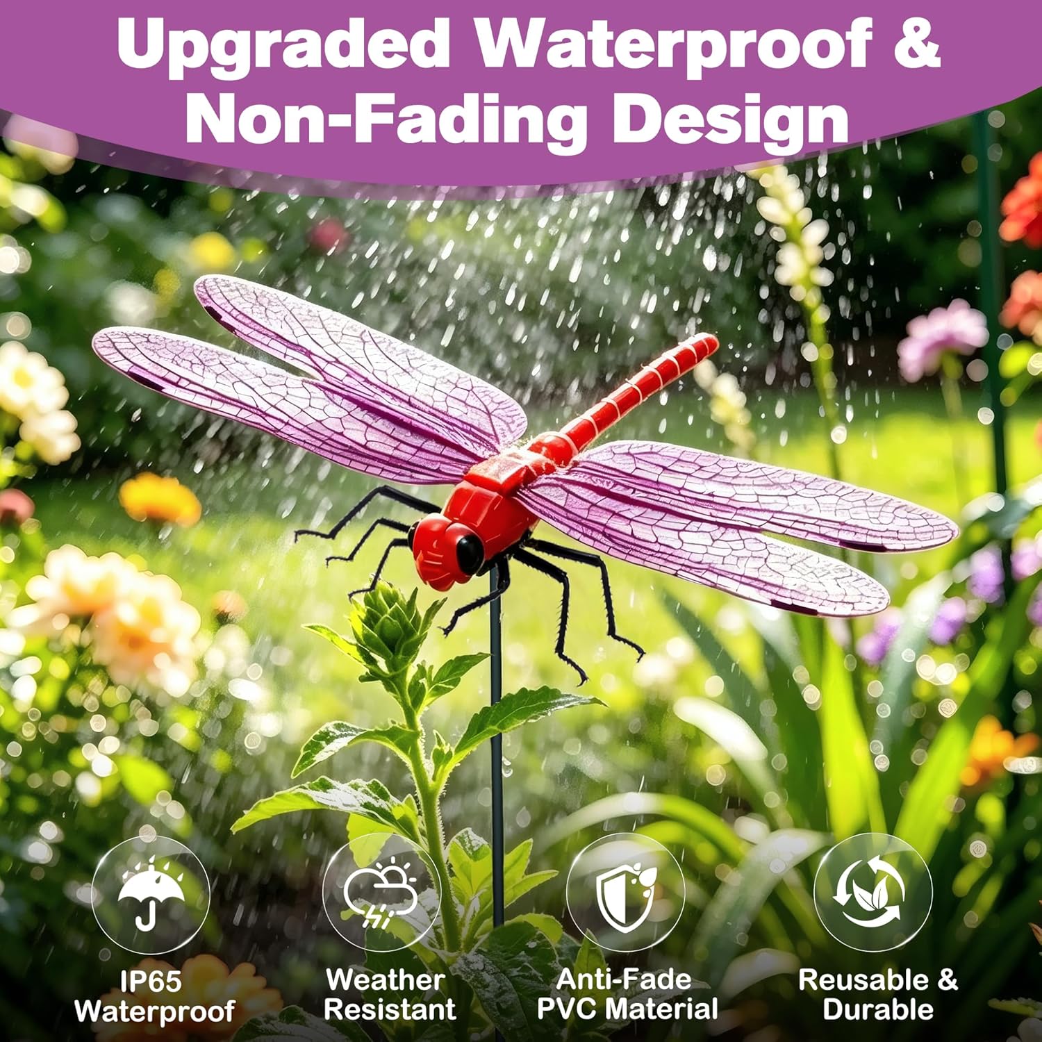 🌈 Realistic Dragonfly Clips – Colorful Garden & Outdoor Decor