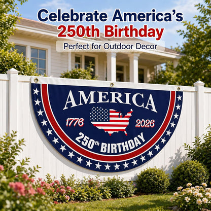 250 Year Anniversary Patriotic Fan Bunting Banner – 1776–2026 USA Celebration Flag Decoration (3×6 FT, 2 Pack)