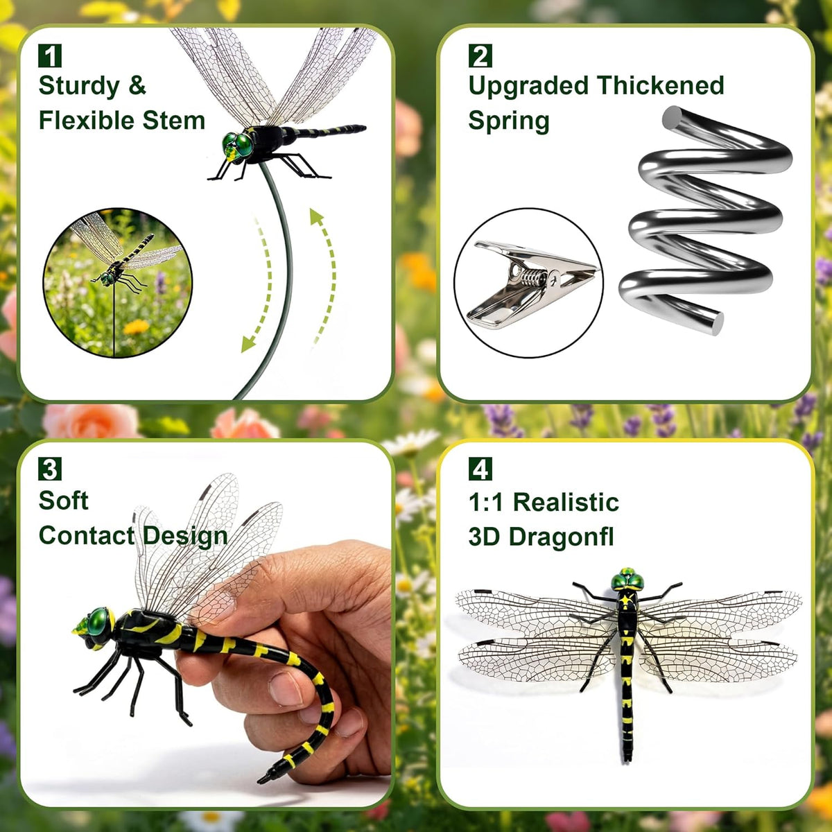 🌈 Realistic Dragonfly Clips – Colorful Garden & Outdoor Decor