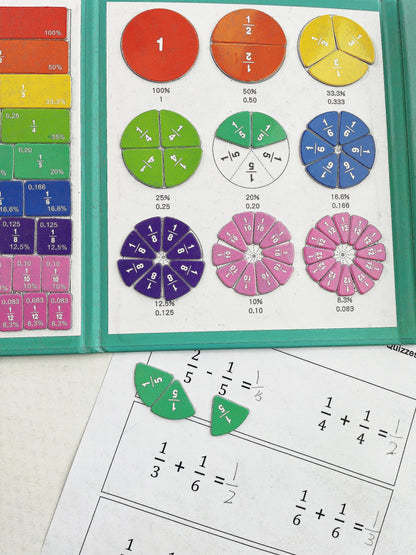 Magnetic Fraction Math Learning Book for Kids Aged 3-8, Colorful Educational Puzzle Toy, Magnetic Book for Addition & Subtraction Practice