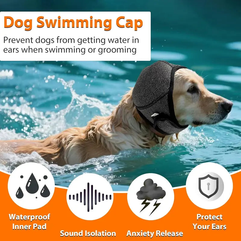 Dog Calming Ear Wrap Hoodie, Soft Waterproof Noise-Reducing Ear Muffs for Bathing, Grooming, Travel, Fireworks, and Everyday Comfort