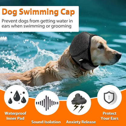 Dog Calming Ear Wrap Hoodie, Soft Waterproof Noise-Reducing Ear Muffs for Bathing, Grooming, Travel, Fireworks, and Everyday Comfort
