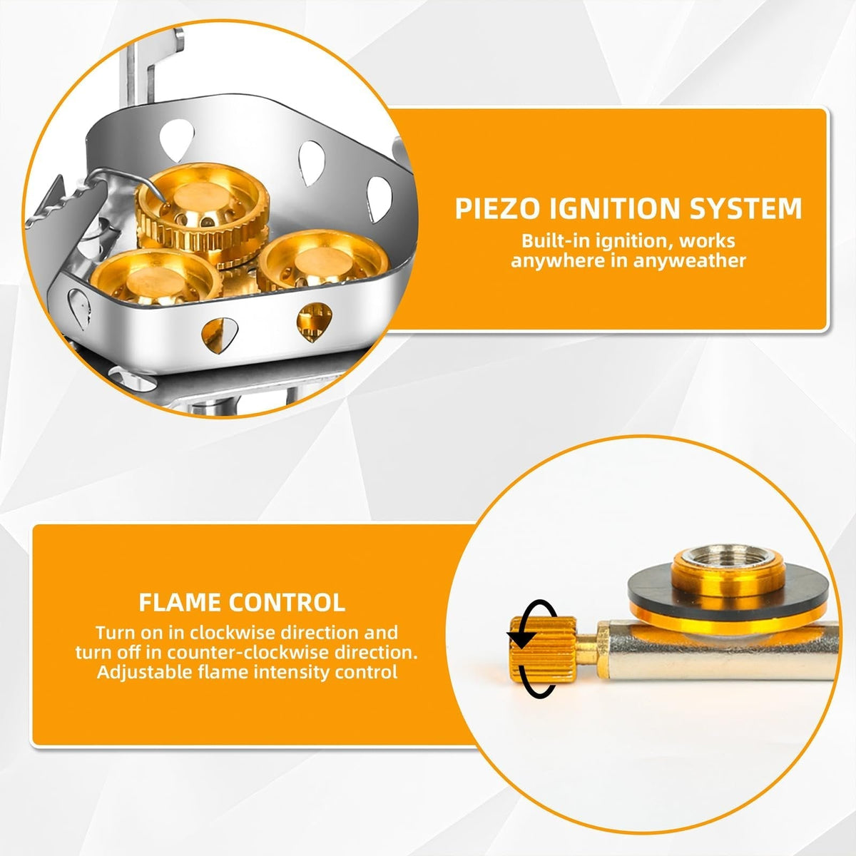 🔥Hot Sale🌟Windproof Camping Stove, Camping Gas Stove with Piezo Ignition