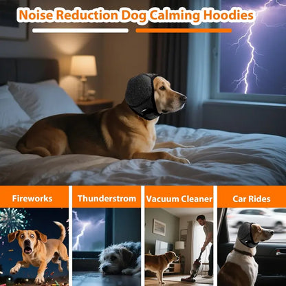 Dog Calming Ear Wrap Hoodie, Soft Waterproof Noise-Reducing Ear Muffs for Bathing, Grooming, Travel, Fireworks, and Everyday Comfort