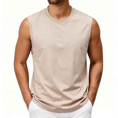 💪 Heavyweight Vintage Washed Gym Tank for Men | 100% Cotton Athletic Fit Muscle Undershirt
