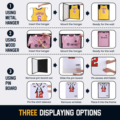 Large Wooden Jersey Display Frame Case Lockable/Sport Jersey Shadow Box with 98% UV Protection Acrylic