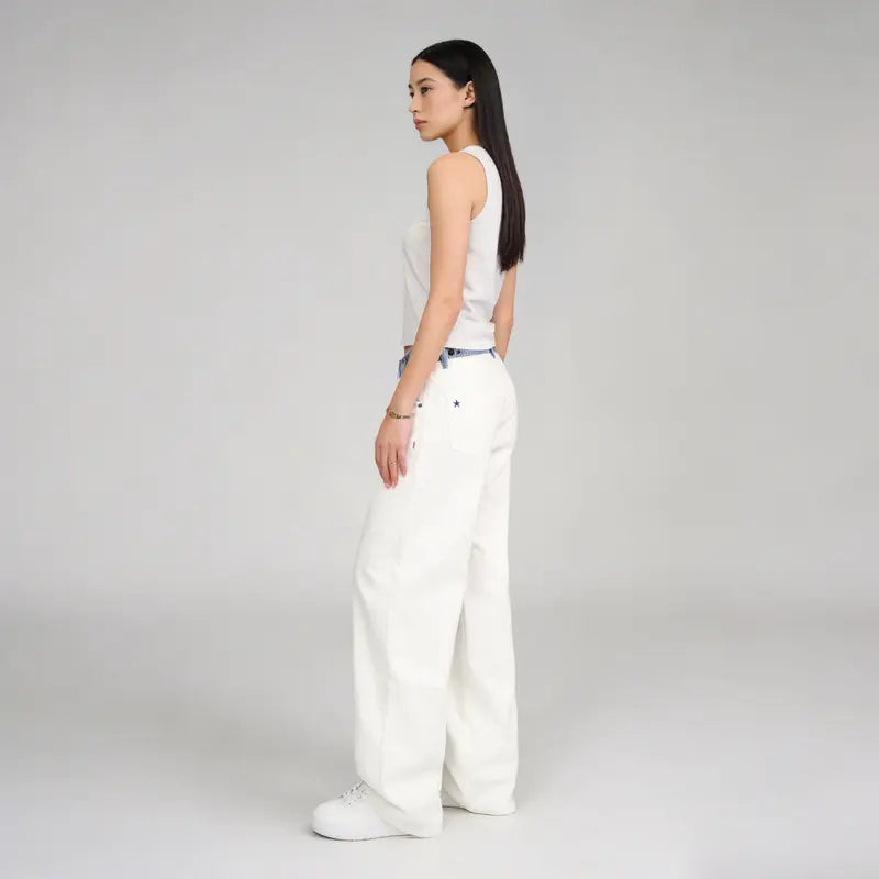 Adjustable Low-Rise Loose Barrel Leg Jeans