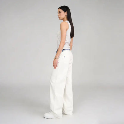 Adjustable Low-Rise Loose Barrel Leg Jeans