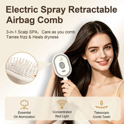 Cloudmades Electric Spray Air Cushion Massage Comb – Self-Cleaning Anti-Tangle Essential Oil Mist Hair Care Comb