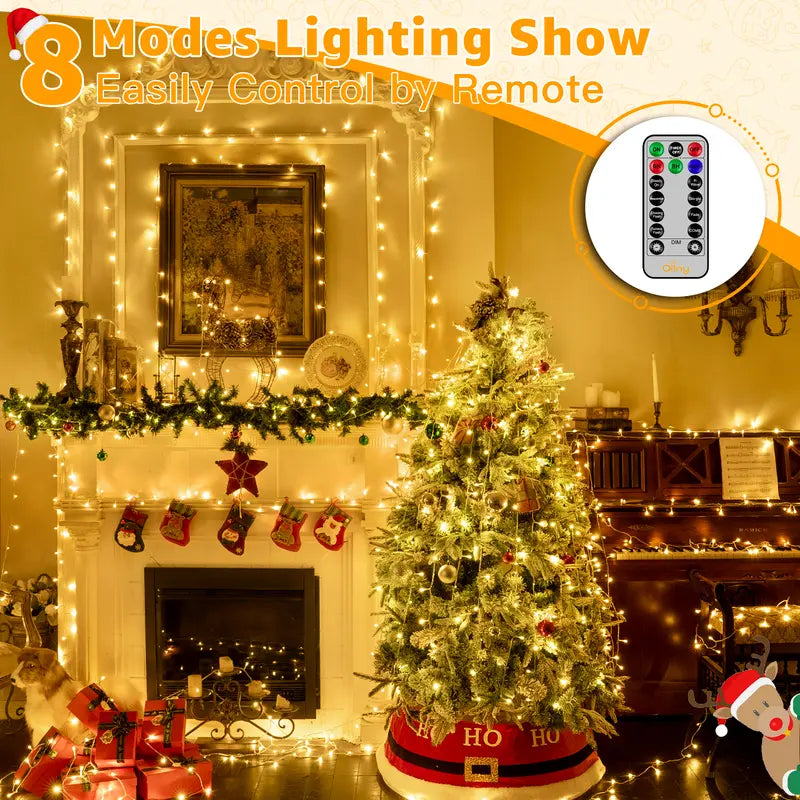 38FT Fairy Lights, 100 LED Plug in Outdoor String Lights-8 Modes