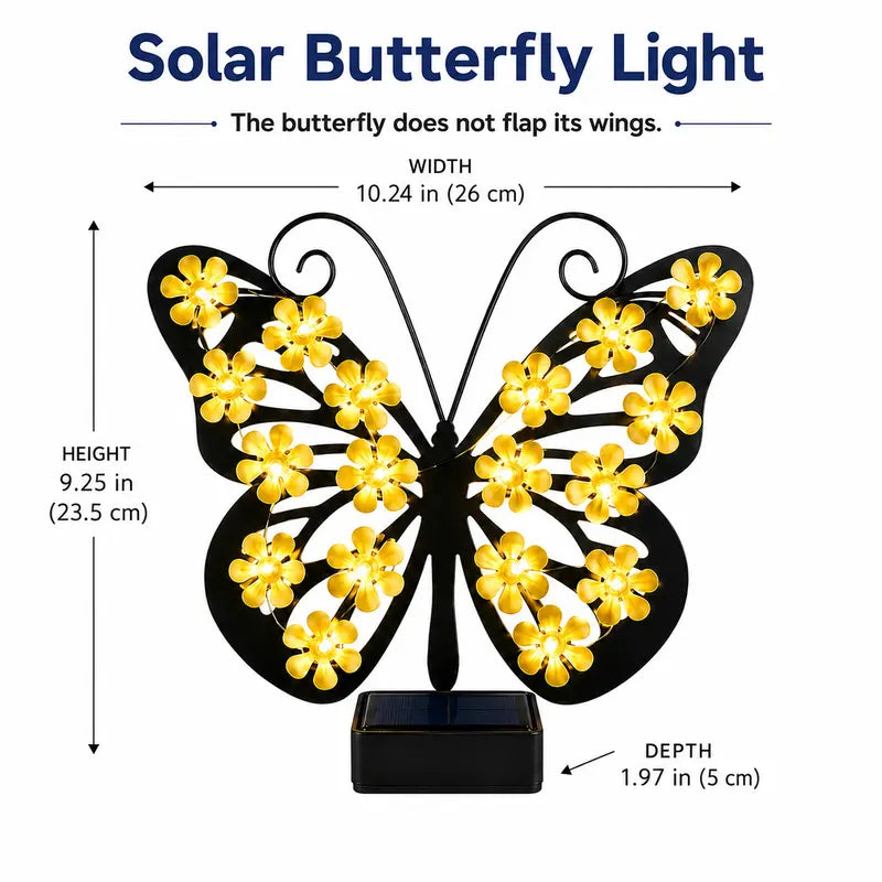 Solar Butterfly Garden Light – Warm White LED Outdoor Decorative Wall Light