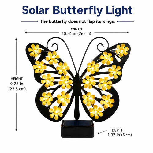 Solar Butterfly Garden Light – Warm White LED Outdoor Decorative Wall Light