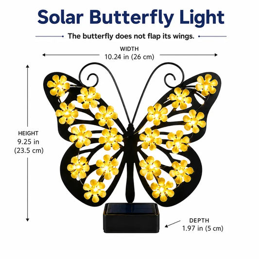 Solar Butterfly Garden Light – Warm White LED Outdoor Decorative Wall Light