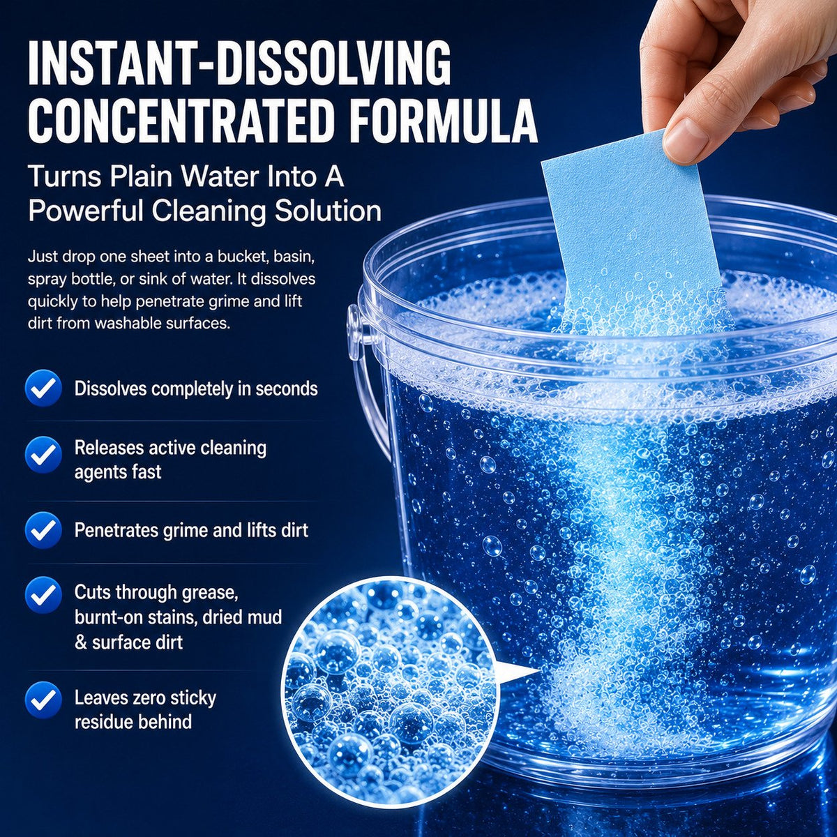 Heavy-Duty Multi-Surface Dissolvable Cleaning Sheets