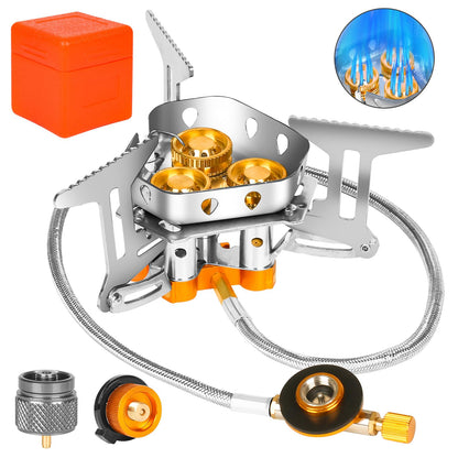 🔥Hot Sale🌟Windproof Camping Stove, Camping Gas Stove with Piezo Ignition