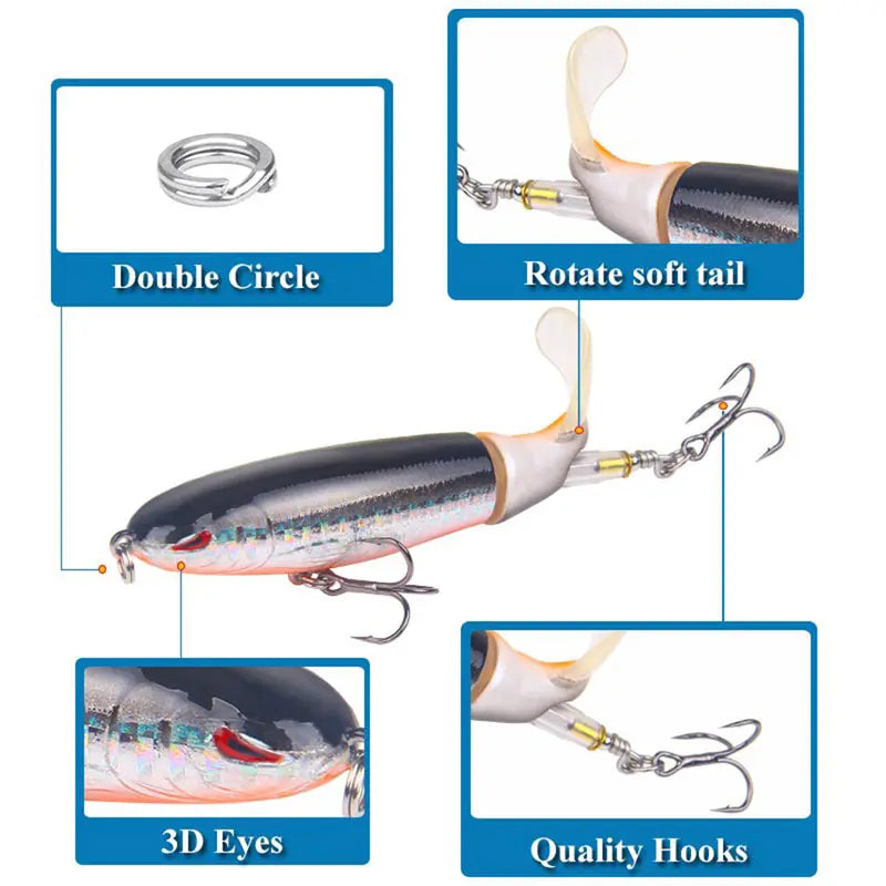 5/10pcs Artificial Fishing Lure, 13g Simulation Fishing Lure with Hook, Fishing Accessories for Outdoor Fishing Equipment, 10cm Whopper Plopper, Swimbaits, Fishing Lure Bait