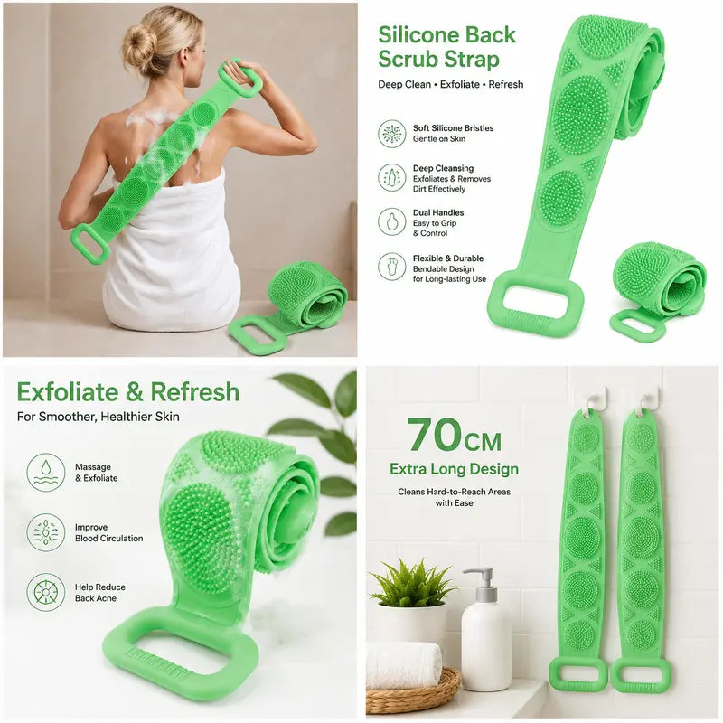 Easy-Reach Silicone Back Scrubber | Dual-Sided Deep Cleansing Bath Brush 🚿✨