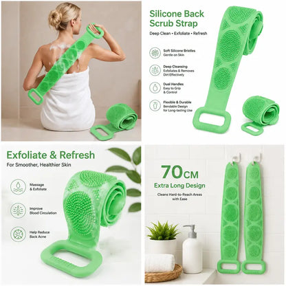 Easy-Reach Silicone Back Scrubber | Dual-Sided Deep Cleansing Bath Brush 🚿✨