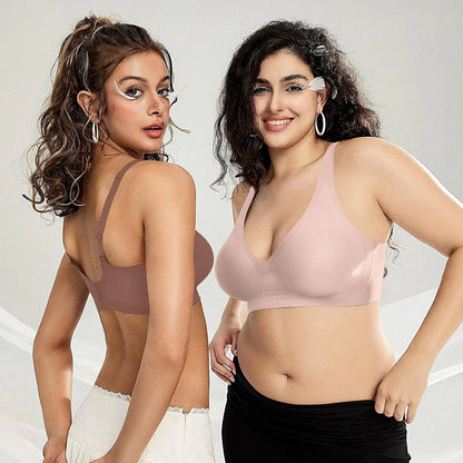 Womens Wireless Seamless Bras Deep V No Underwire Push Up Jelly Bras Supportive Full Coverage Bralettes Plunge T Shirt Bra