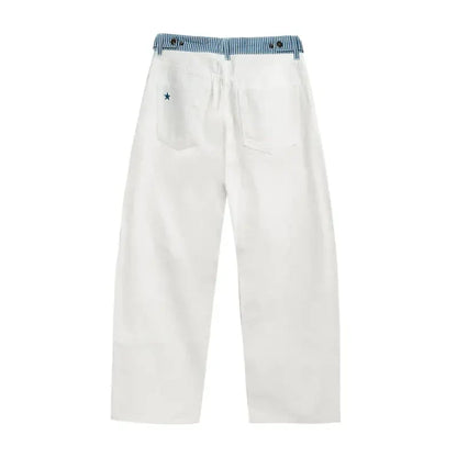 Adjustable Low-Rise Loose Barrel Leg Jeans