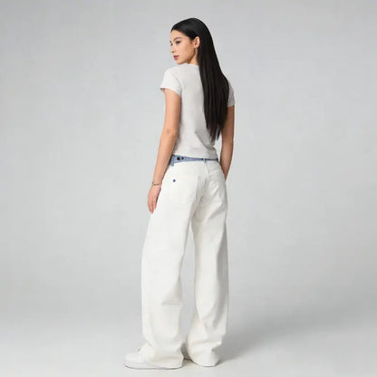Adjustable Low-Rise Loose Barrel Leg Jeans