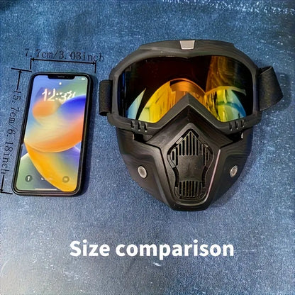 🥽 Full-Face Motorcycle & Outdoor Protective Goggles with Detachable Ski Mask – Anti-Fog HD Lens & Comfort Sponge Pad