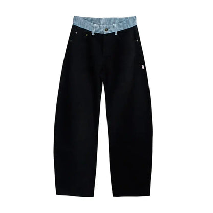 Adjustable Low-Rise Loose Barrel Leg Jeans