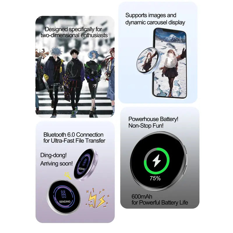 ✨ Electronic Anime Pin with HD Touchscreen – Interactive Digital Photo Display Kawaii Badge