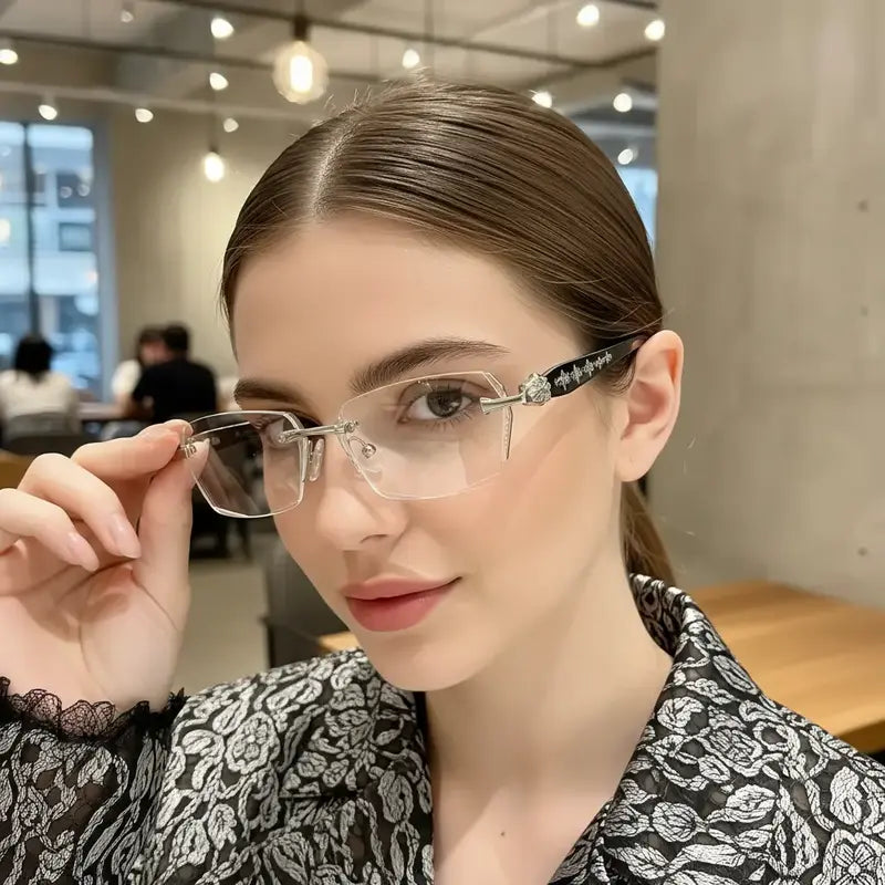 EUNOIALENS Rimless High Quality Eyewear – Frameless Diamond-Cut Edge Stainless Steel Fashion Glasses, Unisex Daily Wear Sunglasses & Optical Style Accessory