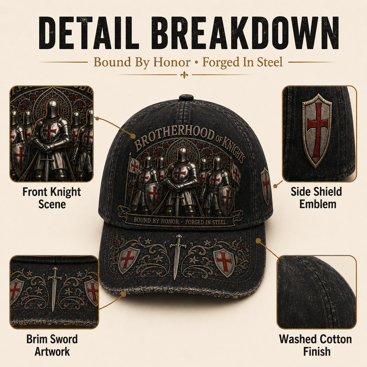 ⚡ Bound By Honor Forged In Steel – Knights Templar Cap