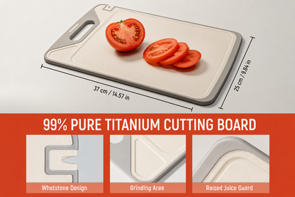 ✨2-in-1 Dual Sided Titanium Cutting Board, Stainless Steel & PP Kitchen Chopping Board