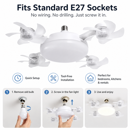 DealsForYouDays 2-in-1 Drone Fan Light, Silent LED Ceiling Fan with Remote, Energy Saving Lamp for Bedroom Kitchen Rental