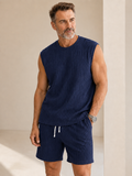 🌊 Men's Waffle Knit Tank Top & Shorts Set