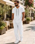 🌾 Men's Casual Linen-Look Hooded 2-Piece Set