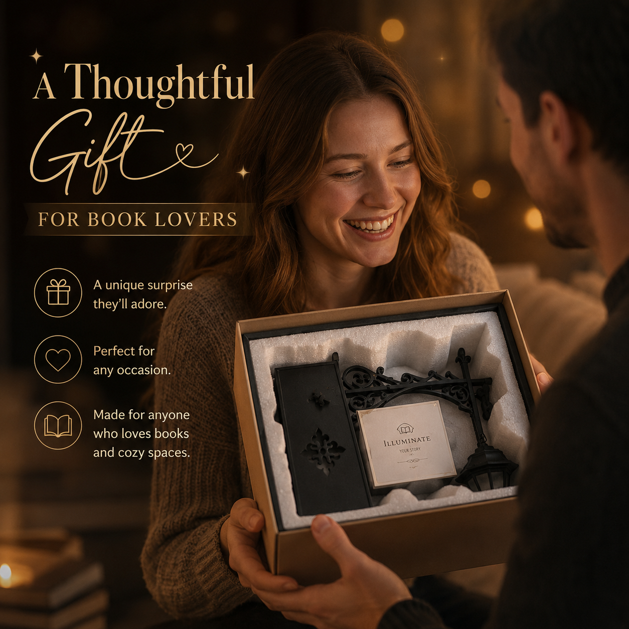 Library Lantern – Miniature Hanging Bookshelf Lamp, Warm LED Reading Nook Light & Literary Decor