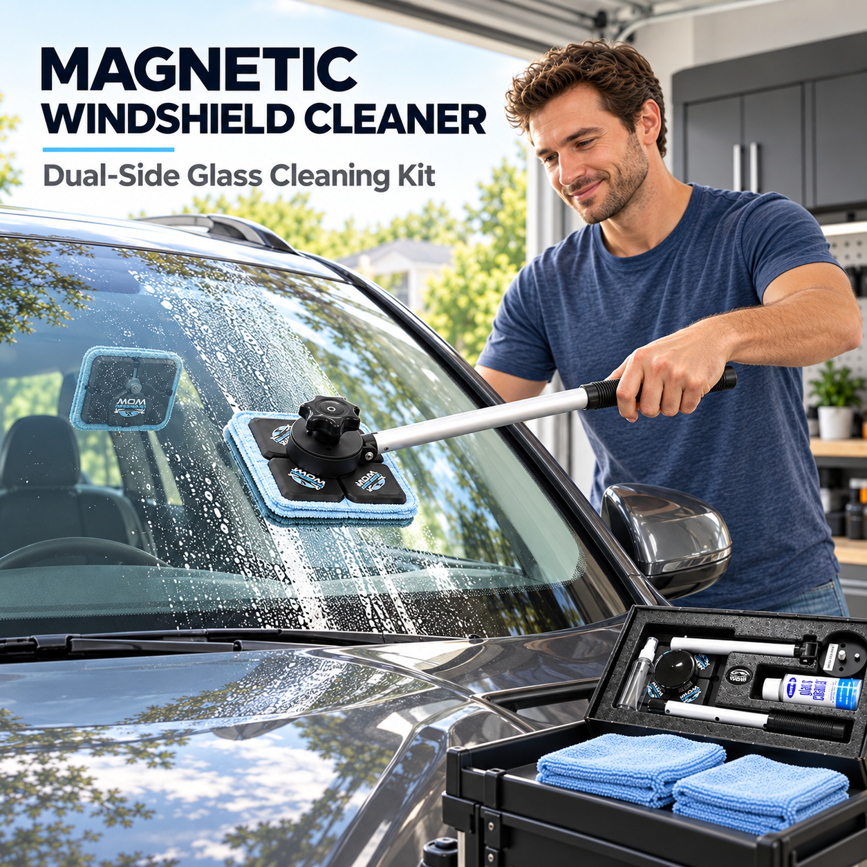 🚗 Dual Magnetic Windshield Cleaner – Clean Both Sides at Once | Auto Glass Cleaning Kit