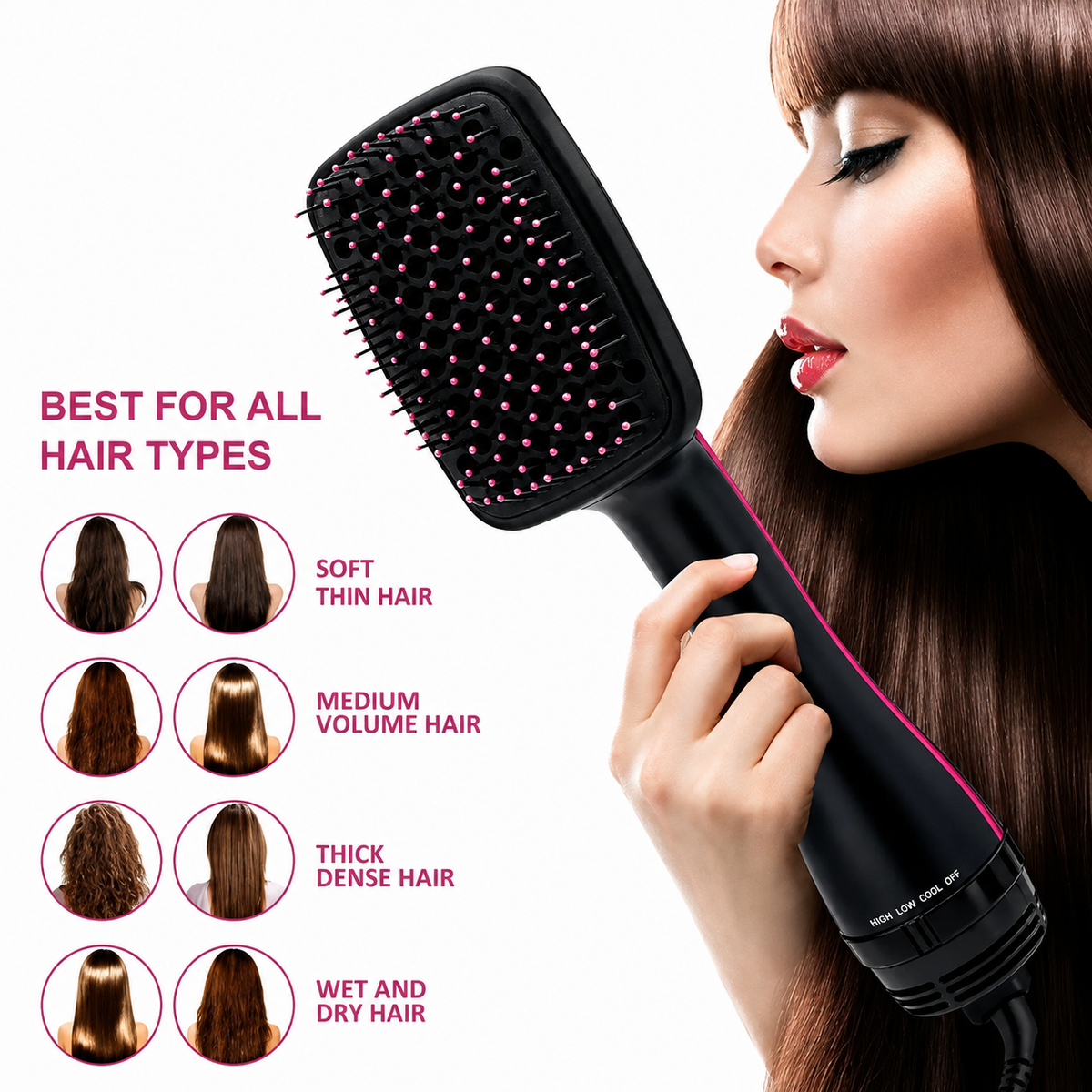 2-in-1 Comfort Comb Hair Dryer & Styler – Fast Drying Hot Air Brush for Straightening, Smoothing & Everyday Styling