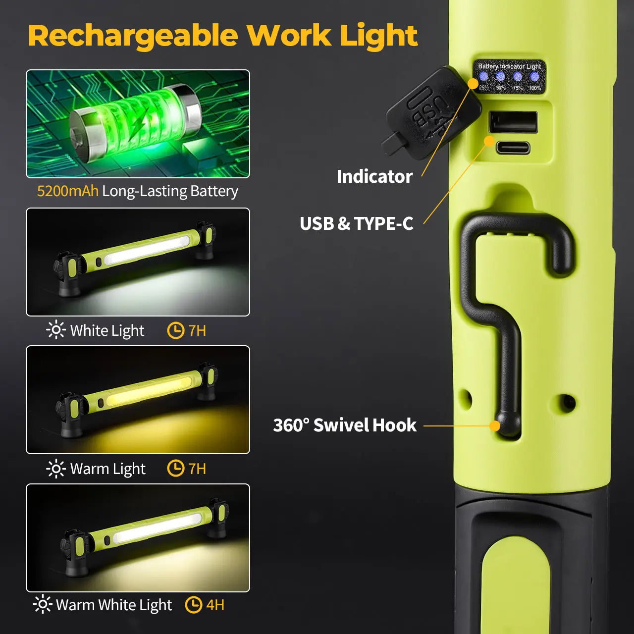 👨‍🔧【Father's Day Gift】🔧BougeRV Under Hood Light Bar – 3000LM Magnetic LED, 5200mAh Cordless, for Mechanic & Garage