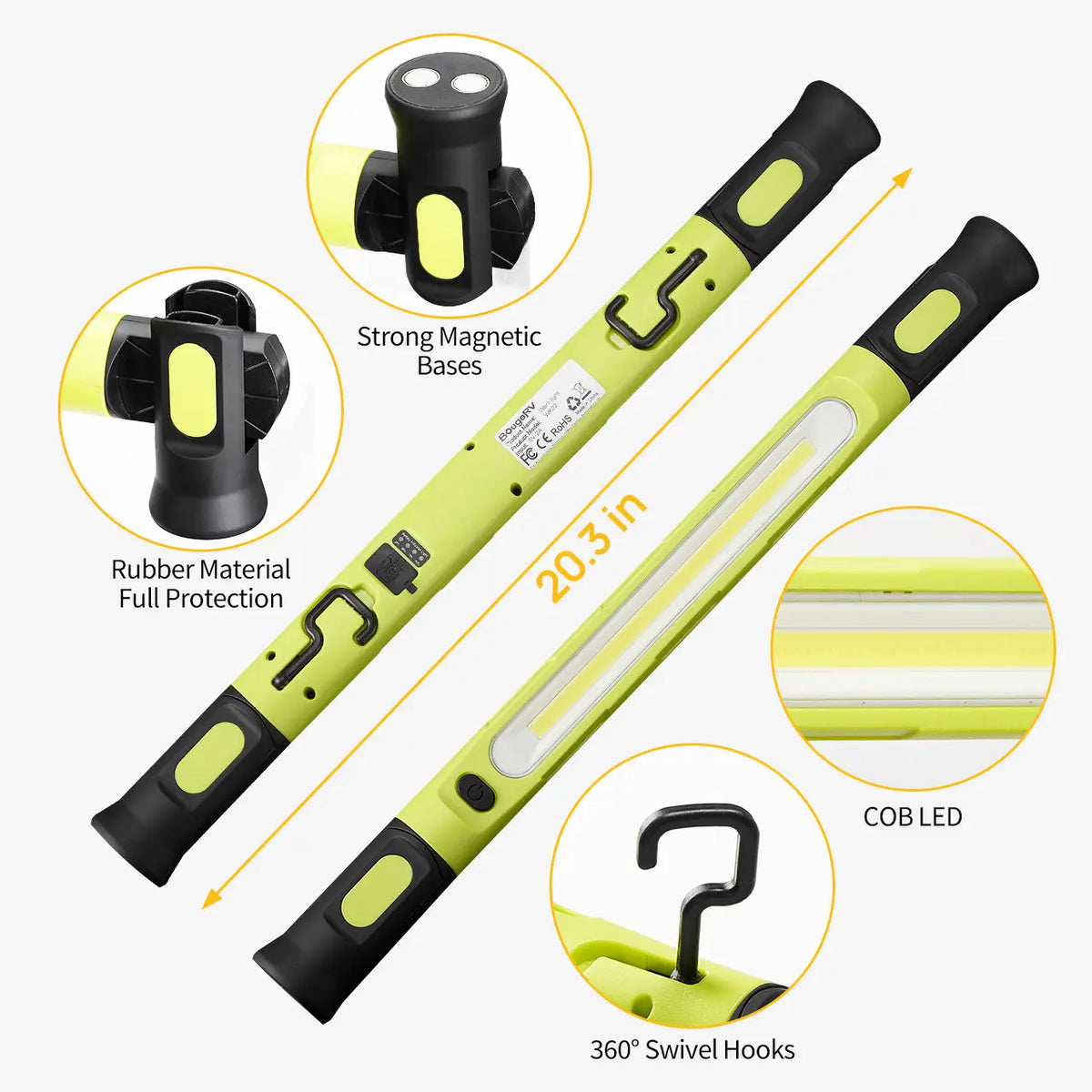 👨‍🔧【Father's Day Gift】🔧BougeRV Under Hood Light Bar – 3000LM Magnetic LED, 5200mAh Cordless, for Mechanic & Garage