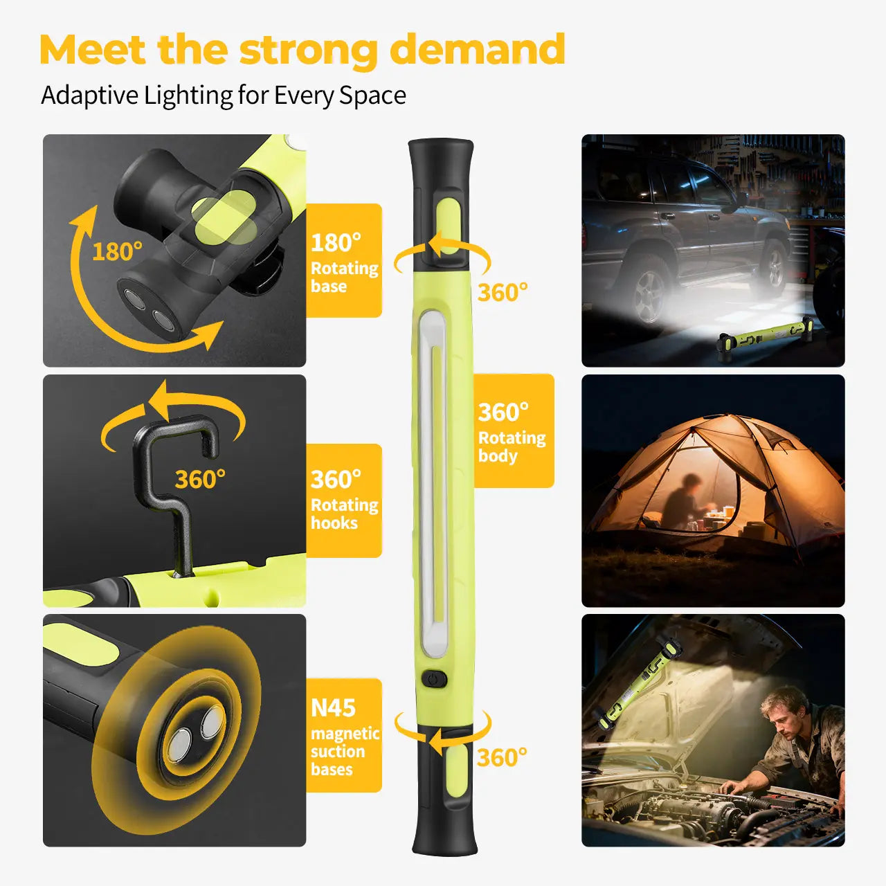 👨‍🔧【Father's Day Gift】🔧BougeRV Under Hood Light Bar – 3000LM Magnetic LED, 5200mAh Cordless, for Mechanic & Garage